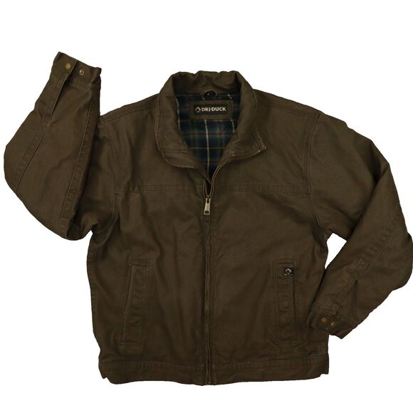 Dri Duck Other - Dri Duck Canvas Flannel Blanket Lined Jacket Brown Full Zip Maverick size Large